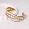 Pulsera Geométrica Simple de Estilo Frío Transfronteriza Europea y Americana Amor Flor Oro Francés Chapado Acero Inoxidable para Mujer