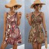 Moda Femenina Europea y Americana Transfronteriza Nueva Primavera/Verano 2026 Sitio Independiente de Amazon Venta Caliente Vestido Ruched Estampado Nudo