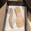 Tacones Altos, Zapatillas Transparentes de Tacón Grueso de Cristal Femeninas para Mujer para Usar Afuera Verano 2025 Nuevo Estilo Zapatillas de Nicho de Gama Alta