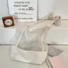 55211 Bolsa de Praia de Malha para Viagem Bolsa de Ombro Bolsa de Compras de Lona Cor Sólida Oca Grande Capacidade Bolsa Tote Feminina