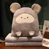 Travesseiro e Cobertor Dois em Um para Outono e Inverno, Travesseiro e Edredom Kapibara para Aquecer as Mãos, Almofada de Desenho Animado de Uso Duplo para Escritório