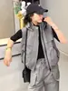 Jaqueta colete de trabalho estilo europeu para mulheres, novo modelo de primavera e outono, colete casual com capuz para mulheres petites, fashion e moderno
