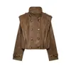 Ropa de Mujer Nueva Primavera 2026 AliExpress Transfronteriza Estilo Temperamento Moda Efecto Gamuza Plisado Corto Cortavientos 8490706