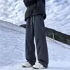 Pantalones impermeables con forro de polar para hombre para otoño e invierno, pantalones de trabajo holgados rectos de moda para exteriores, pantalones casuales gruesos