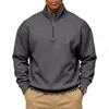 2026 Tamanho Grande Outono e Inverno Pulôver com Zíper Parcial Forrado de Fleece Cor Sólida Moletom Casual Moletom Masculino Cross-Border