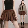 Falda con vuelo, nueva falda corta de gamuza para mujer otoño 2026, falda tulipán, falda de línea A, falda con pantalones