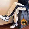 Pantalones de Calle para Hombre Otoño e Invierno 2024 con Forro Polar Estilo Juvenil Americano Deportivo Pantalones de Chándal para Hombre Casual