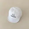 Boné infantil de aba macia com visor verão bordado rosto sorridente boné protetor solar infantil chapéu de bebê secagem rápida 1-3 anos chapéu de sol