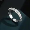 Anillo Abierto de Lujo Nicho Iris Aleación de Cobre Chapado en Oro Real Cepillado con Circonita Anillo de Dedo Ajustable de Gama Alta
