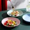 Plato Redondo de Paja de Trigo de 8 Pulgadas Plato Doméstico Portátil Plástico para Exteriores Resistente a Caídas Plato para Fruta Desayuno LOGOTIPO
