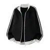 Sudadera con capucha de punto gofre estilo deportivo americano para hombre y mujer, nuevo estilo de otoño, chaqueta abrigo holgada casual a rayas con cuello alto