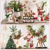Decorações de mesa de Natal, enfeites de boneco de neve e rena de madeira, centro de mesa de Natal, decorações nostálgicas de madeira vintage, árvore de Natal