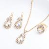 Transfronterizo Amazon Hishin Gotas de Agua Collar de Diamantes Aretes Anillo Traje de Joyería Calidad Novia Juego de Tres Piezas