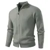 2025 Exportación Transfronteriza Nuevo Cárdigan de Punto para Hombre Color Sólido Simple Cuello Alto Chaqueta de Punto Informal para Hombre