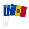 Bandera de Mano de Moldavia 14x21 para Eventos Transfronterizos Bandera de Moldavia Bandera de Poliéster con Palo