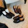 Mocassins estilo britânico com estampa de enguia para mulheres, novo modelo 2026, comércio exterior, salto grosso, couro genuíno, macios, sapatos slip-on de corte profundo para mulheres