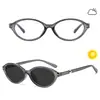 Gafas Retro con Montura Ovalada Estilo Nerd Anti Luz Azul para Mujer, Lentes Inteligentes Fotocromáticas, Gafas Lisas de Moda para un Look Natural