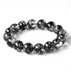 Pulsera de Cristal Natural Negro Destello Espíritu Pulsera de Cuentas Redondas Súper Destello Diamante Herkimer Escama de Mica Adornos Fabricante Mayorista