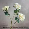 Nueva Flor Artificial Rosa Diamante Estampada en Seda de 3 Cabezas Decoración de Hogar de Alta Gama Decoración de Bodas Accesorios para Fotografía de Flores Flor Artificial