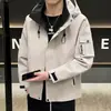 Chaqueta con capucha para primavera y otoño para hombre, chaqueta casual versátil de moda para el trabajo, cortavientos deportivo simple y elegante para exteriores