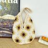 Bolsa de Ombro Tecida para Mulheres 2026 Verão Novo Estilo Férias na Praia Casual Bolsa de Crochê Girassol Grande Capacidade Bolsa de Ombro