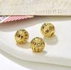 Pulseira Colar de Liga Metálica Dourada Retro com Recorte Redondo Esfera 8-9mm Contas Perfuradas Acessórios para Joias DIY Contas com Furo Reto