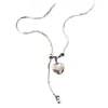 Collar con Colgante Minimalista de Corazón Plateado para Mujer, Cadena Larga de Acero de Titanio para Suéter, Accesorio de Lujo Ligero para Otoño e Invierno