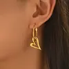 Pendientes Huecos de Corazón Estilo Dulce de Niña, Pendientes con Colgante de Corazón Chapados en Oro, Pendientes de Diseño Nicho para el Trabajo
