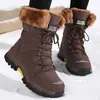 Zapatos de Algodón de Gran Tamaño Transfronterizos Botas de Nieve para Mujer Botas de Invierno Cálidas de Media Caña Acolchadas con Terciopelo Botas de Senderismo para Exteriores del Noreste