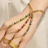 Cadena de dedo con zircón cuadrado de dopamina de acero inoxidable apilable transfronteriza, pulsera de joyería simple de moda de lujo ligero personalizada para mujer