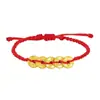Pulseira de Fio Vermelho Trançado com Moeda de Cobre dos Cinco Imperadores para Boa Sorte no Ano de Nascimento, Pulseira de Casal, Presente Fashion e Versátil, Joia de Amuleto da Sorte