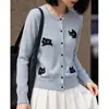 Cárdigan de punto bordado dulce y suave para mujer, nueva colección de otoño, cuello redondo, holgado, chaqueta ligera, suéter exterior