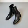 Botines Delgados Cuadrados Estilo Retro 2026 Elegantes Tendencia Coreana Estilo Año Nuevo Botines de Tobillo de Tacón Alto para Mujer Tacón Grueso Adelgazantes Botines Individuales