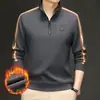 Moletom masculino com forro de fleece para o inverno, camiseta masculina de manga comprida com gola alta e aquecimento, top masculino moderno, camiseta básica com zíper