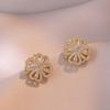 Colar para Mulheres com Flor de Trevo Coração, Brincos Rotativos, Conjunto de Pulseira, Colar, Anel, Celebridade da Internet Zircônia Corrente de Clavícula Tiktok