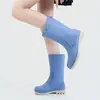 Botas de Chuva Estilo Japonês de Cano Médio para Mulheres, Botas de Chuva Fashion para Exterior, Antiderrapantes, Impermeáveis, Resistentes ao Desgaste, Sapatos de Borracha Integrados, Sapatos de Água Macios para Cozinha