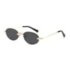 Gafas de Sol Ovaladas Sin Marco para Mujer Estilo Nuevo Venta Caliente Transfronteriza Moda para Usar Gafas de Sol Estilo Montura Pequeña Gafas de Metal