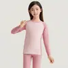 Conjunto de ropa interior térmica de bloques de color para niños y niñas de otoño e invierno, ropa de estar para jóvenes con mangas raglán y cuello redondo.