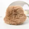 Gorro de lana para otoño e invierno para mujer, de punto, con punta cerrada, pequeño, cálido, de felpa blanca, con circunferencia de cabeza grande