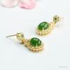 Aretes de Jade Nefrita Hetian Natural Guan Yu Jade Jaspe Verde Espinaca Aretes de Jade para Mujer Venta al por Mayor Dropshipping S4011405