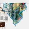 Estilo chino estilo pintura al óleo camelia moderno gasa 90 pañuelo cuadrado grande bufanda de seda para mujer bufanda de primavera y otoño con temperamento para combinar con camisa chal