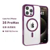 Adequado para iPhone 15 capa de celular transparente com moldura dourada cor real Apple 16promax capa de celular magnética de metal