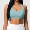 Sujetador deportivo cruzado sin costuras para mujer, que alisa la espalda, de corte ajustado, alta elasticidad, ajustado, con cuello halter, adecuado para correr, fitness y yoga