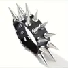 Pulseira de Couro Punk com Rebites Pontiagudos Estilo Motociclista Transfronteiriça Europeia e Americana Não Convencional Exagerada Pulseira de Pulso Multicamadas Masculina