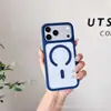 Capa de celular anti-queda dois em um fosca semitransparente adequada para Apple 17ProMax, capa protetora simples Magsafe