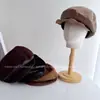 Gorra de Boina Melanoid Retro con Parches de Gamuza y Patrón de Cocodrilo de Cuero PU para Mujer, Otoño Invierno, Viaje, Gorra de Pico de Pato, Gorra de Equitación