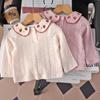 Ropa de Niña para Primavera y Otoño Camiseta de Manga Larga Moda para Bebés Niños Elegante Moderna Fresa Cuello de Muñeca Encaje Camisa Base de Princesa