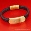 Pulsera Tejida de Acero de Titanio Transfronteriza Pulsera de Cuero Huang Caishen Pulsera de Acero Inoxidable para Hombre y Mujer Joyería Pulseras de Cinco Escrituras