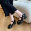 Zapatos de Botón Único Estilo Francés Estilo Deseo Puro Zapatos Mary Jane Elegantes Estilo Chanel Pequeño Tacón Bajo Elegante Poco Profundo Versátiles