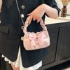 Bolsa Pequena Decorativa com Laço, Bolsa de Mão/Ombro Plissada Estilo Doce e Fashion, Bolsa Pequena Transversal Simples e Elegante, Versátil